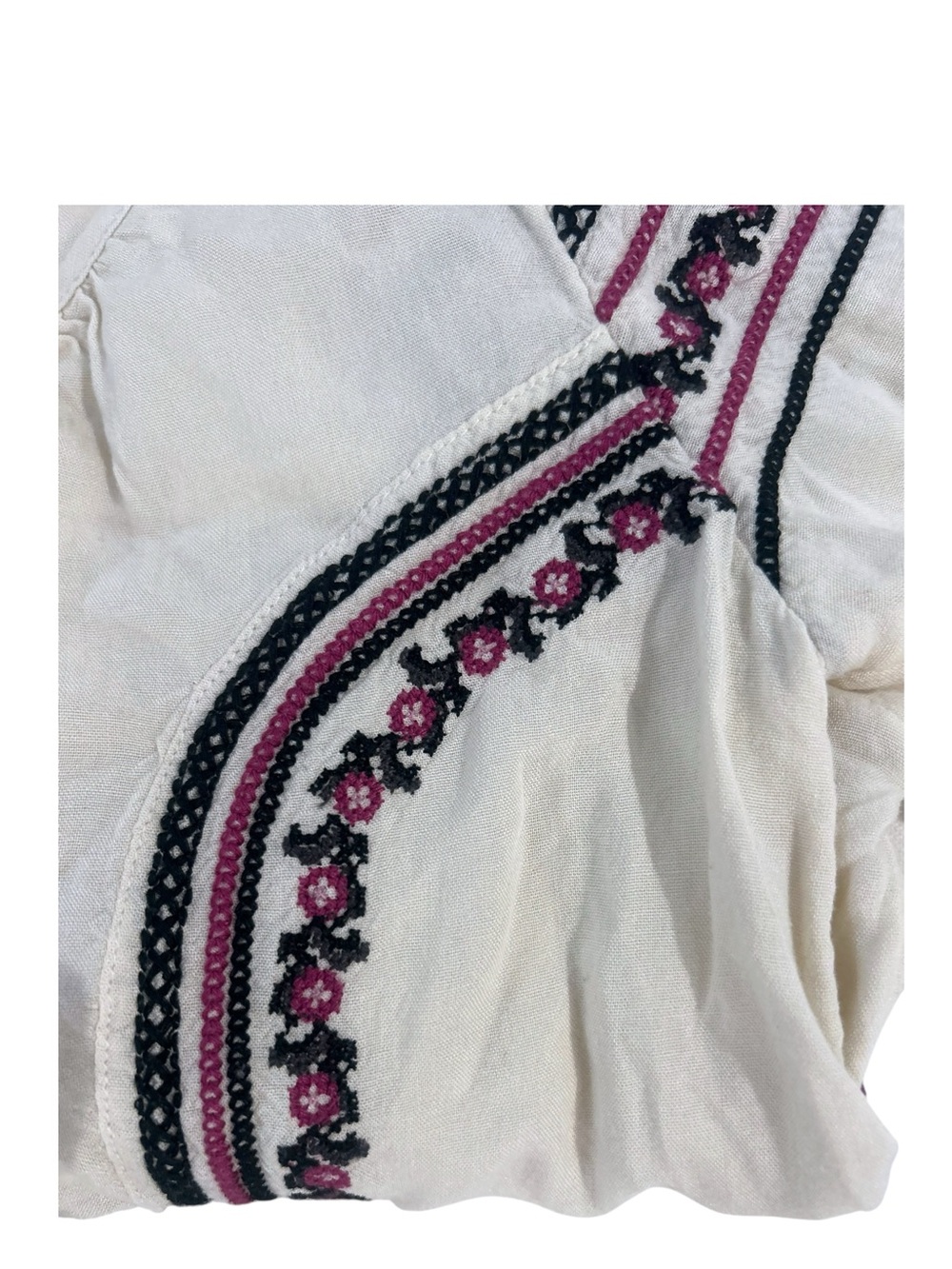 American Eagle Bohemian Flowy Sleeve Peasant Embroidered Summer Top Sz Small - Picture 2 of 10